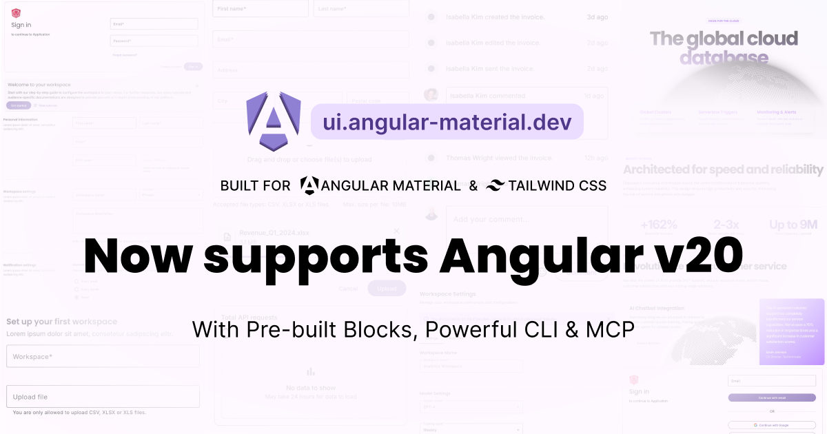 Angular Material Blocks now supports Angular v20