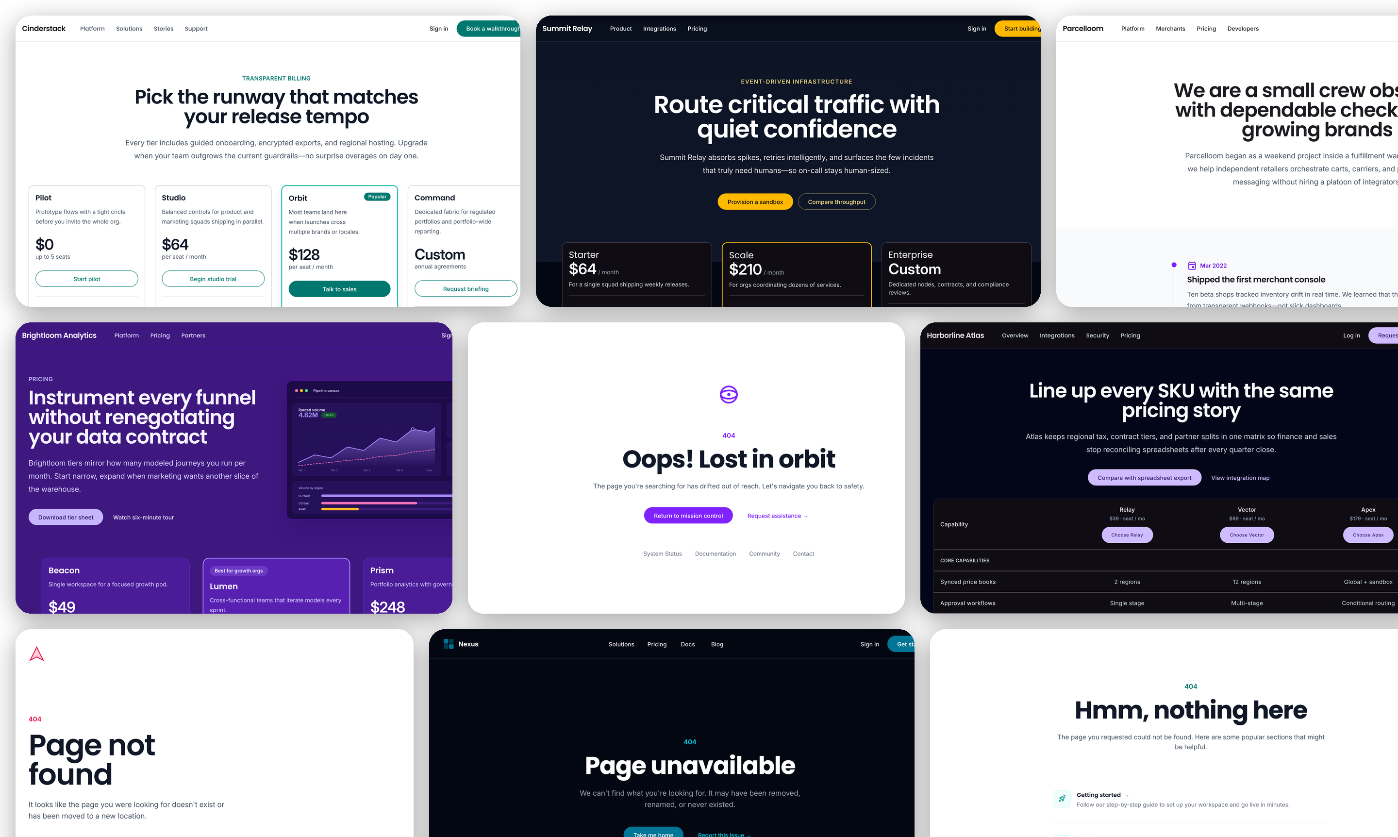 Marketing page examples