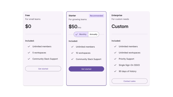 Pricing Sections