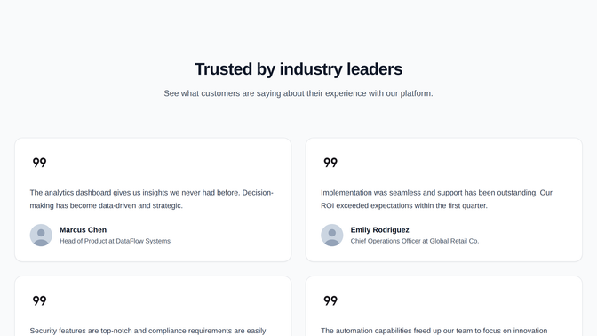 Testimonial Sections